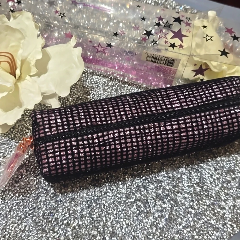 ❇️🧚‍♀️MAC Cosmetics RARE Holiday Purple & Black Glitter Starlit Charm Bag NWT